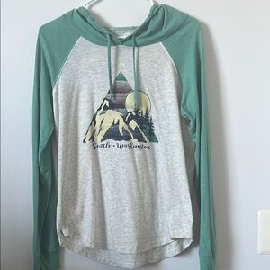 Green and Gray Hooded Graphic Tee, Seattle, Washington